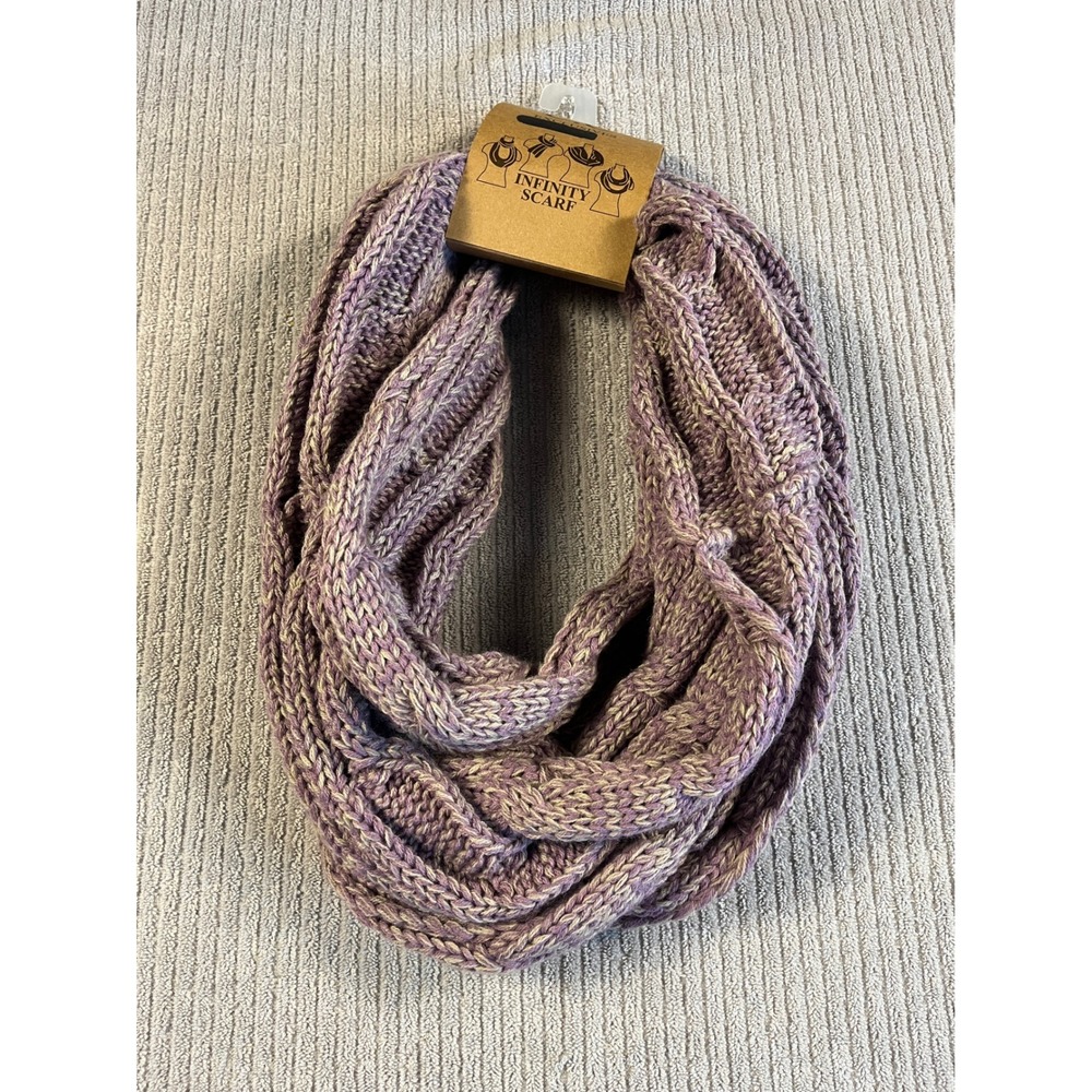 C.C Womens Purple Cable Knit Infinity Scarf CA-800 Loop Marled Purple New